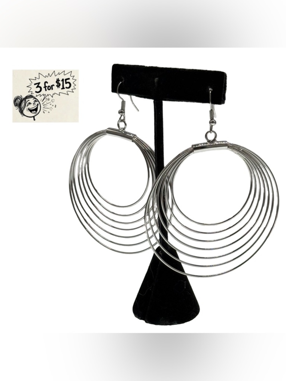 Silver tone Multi-Hoop Dangle Earrings - Women Jewelry